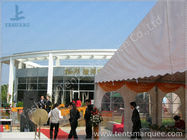 White Roof Cover outside event tents for Golf Villas Sales Conference with orange ripples