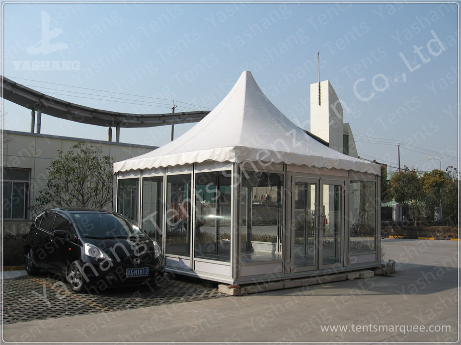 Waterproof Metal Frame 4X4 Gazebo Canopy Tents Watch House Double Wing Glass Door