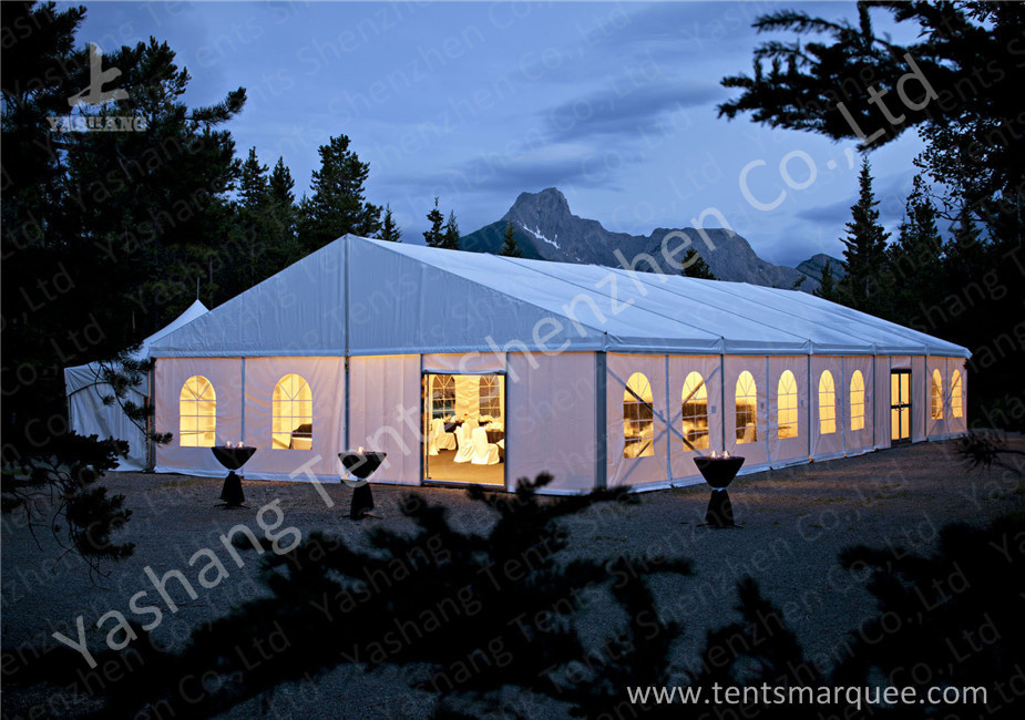 Outdoor Aluminum Framed Water proof Fixable Party Tents, white soft pvc cover